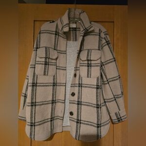 Z Supply Cream and Black Plaid Shacket